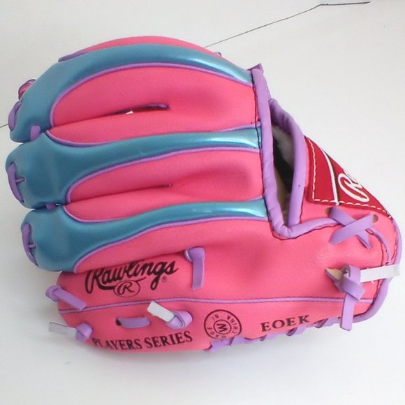 SALE - Rawlings 9" Players Series T-Ball Glove RHT (Colorful - Pink/Blue/Purple) - Picture 1 of 7